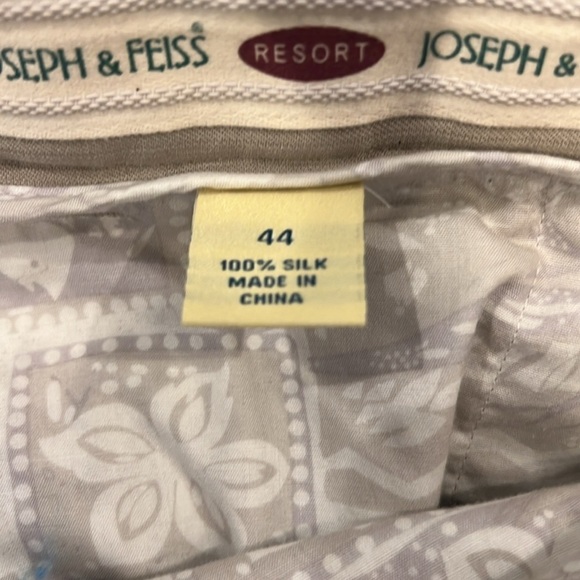 Joseph & Feiss 100% Silk Pleated Khaki Dress Pants Size 44 - Picture 7 of 8